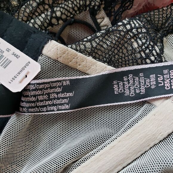 Victoria's Secret Sheer Mesh Floral Lace Up Bustier Corset Black Nude Size Large - Picture 9 of 10